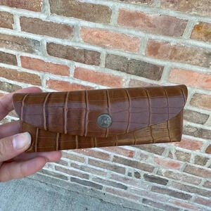 Tommy Bahama Crocodile Alligator Glasses Sunglasses Brown Clamshell Case